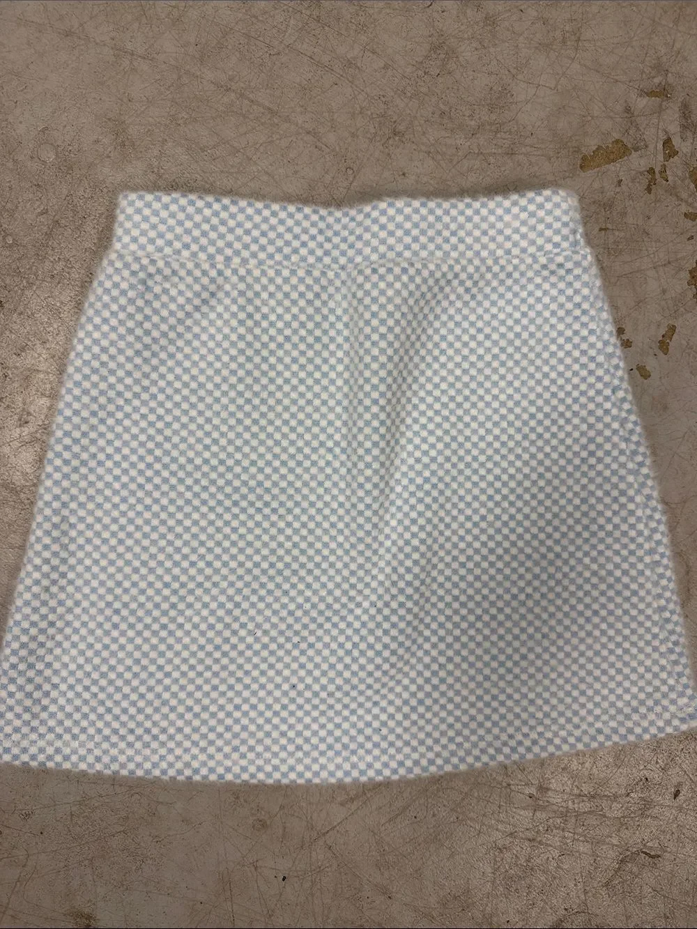 Classic Light Blue & White Check Size Small ZARA Mini Skirt - Knit Soft Pattern